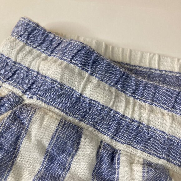 Womens Gap Linen Blend Striped Shorts Stretch Waist White Blue 2XL Linen Rayon - Picture 4 of 8